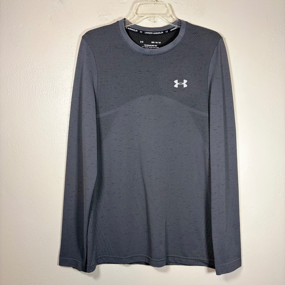 Under Armour HeatGear Seamless Long Sleeve Tee Gray Womens Medium 1351463